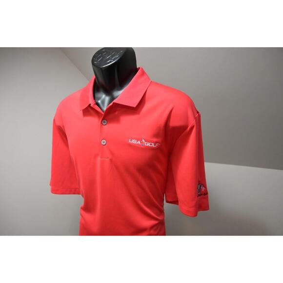 Adidas Golf Polo USA Golf Athletic Red Short Sleeve Shirt Mens Size XL - Picture 3 of 10